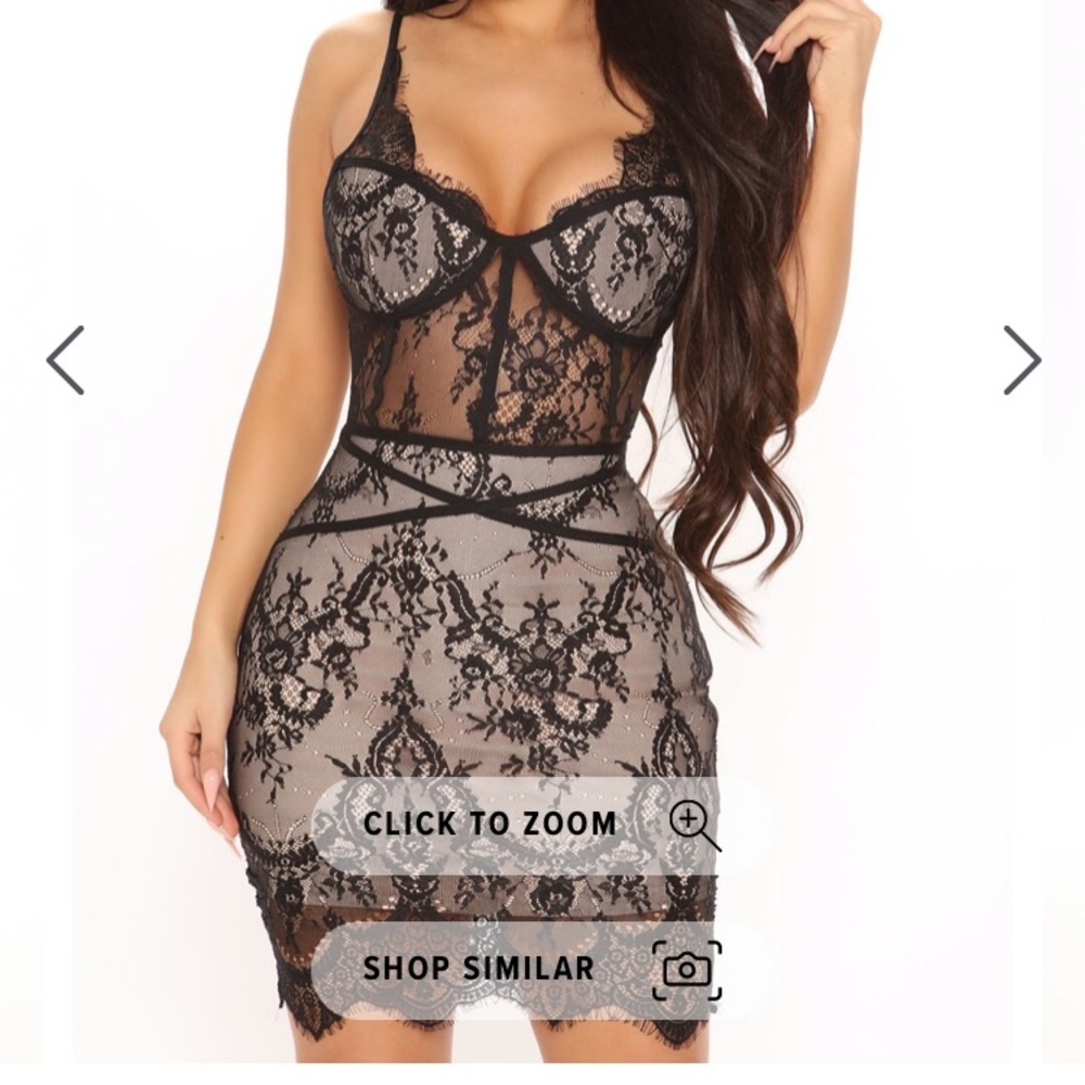Lace mini dress (Black/Beige)